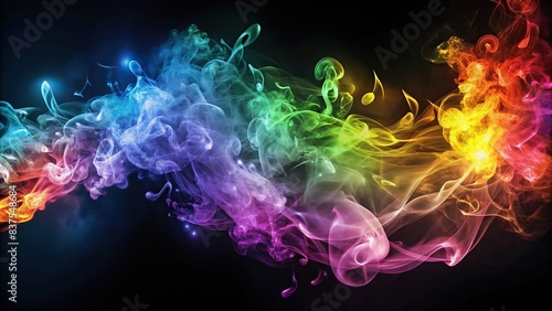 Colourful smoke with music notes created using Generative photo