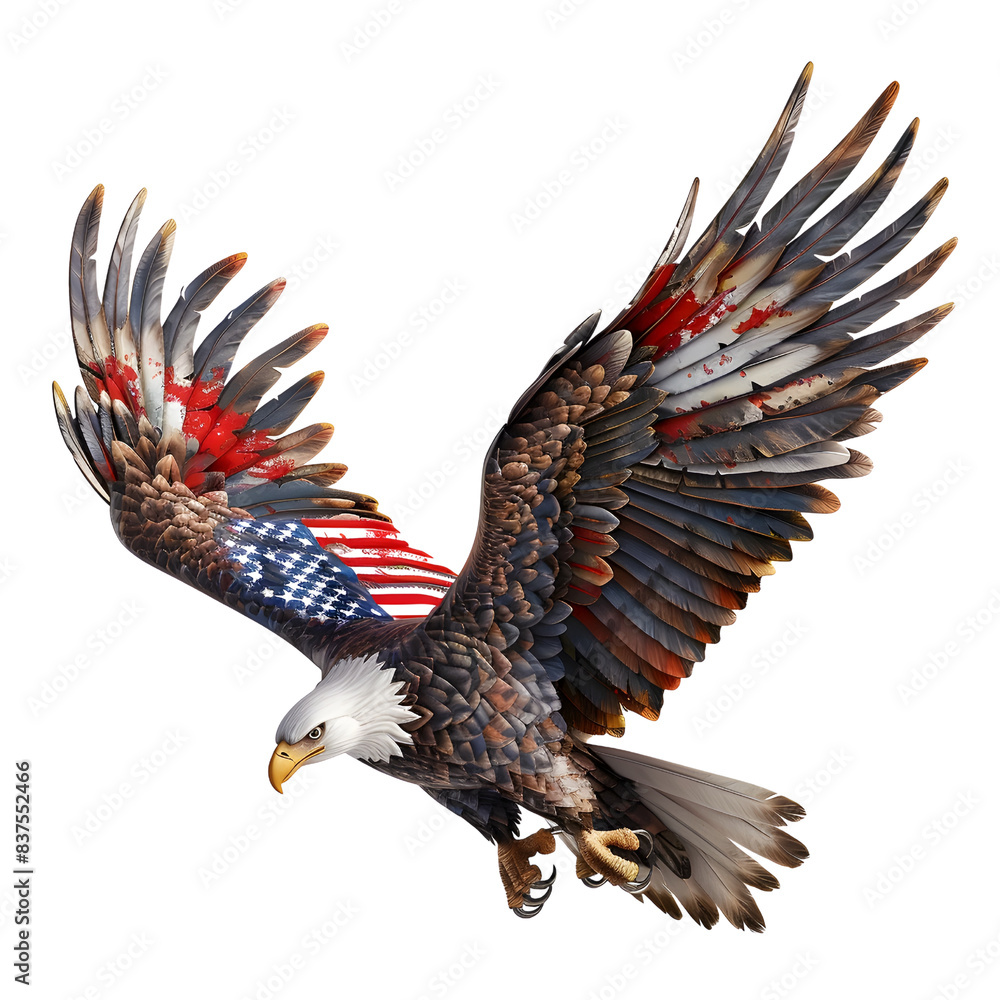 Fototapeta premium Majestic Bald Eagle with American Flag Wings