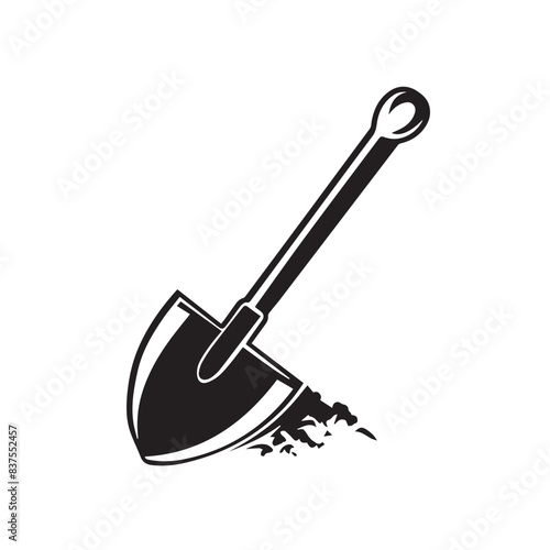 Shovel in cartoon, doodle style . Image for t-shirt, web, mobile apps and ui. Isolated 2d vector illustration in logo, icon, sketch style, Eps 10, black and white. AI Generative