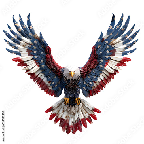 Bald Eagle with Unfurled American Flag Wings