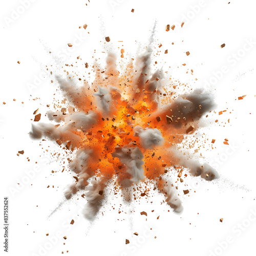 Papier peint Powerful Fiery Explosion with Chaotic Smoke and Debris Burst