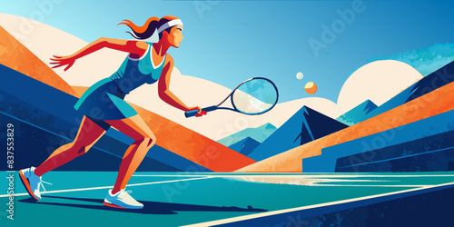 woman plays tennis clean background, sports motivation, dynamics