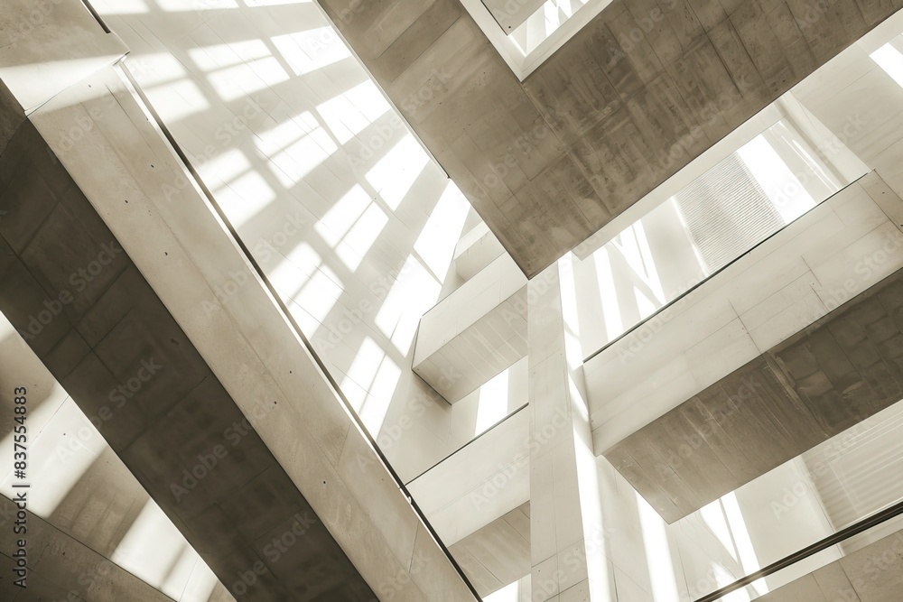 Obraz premium Clean and airy minimalistic architectural background banner with simple geometric designs and abundant natural light