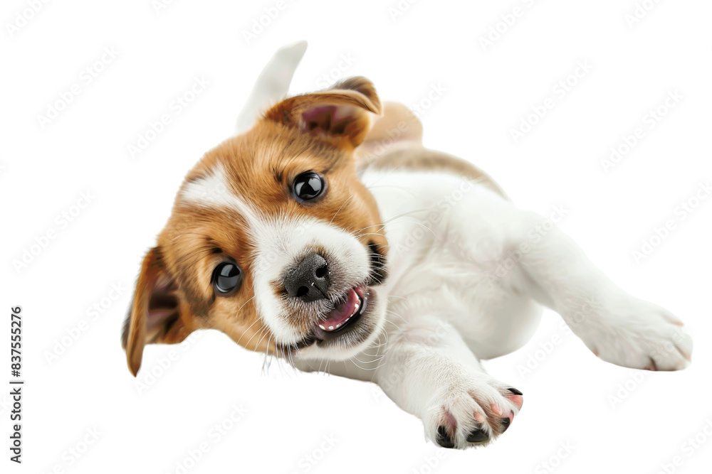Adorable playful puppy lying on the floor with a curious expression. Perfect for pet lovers and animal enthusiasts. High-quality stock photo. Adorable playful puppy lying on the floor with a curious expression. Perfect for pet lovers and animal enthusiasts. High-quality stock photo.