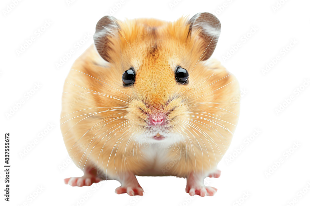 Adorable golden hamster with curious expression, isolated on white background. Perfect for pet and animal-related imagery. Adorable golden hamster with curious expression, isolated on white background. Perfect for pet and animal-related imagery.