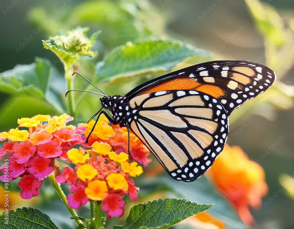 Obraz premium butterfly on flower beauty, bug, colorful, close-up, flowers, beautiful, yellow, wildlife