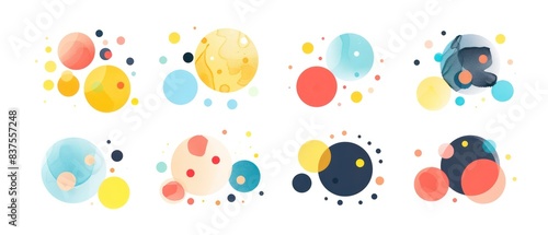 Wallpaper Mural water bubbles bright colors collection watercolor illustrations, white background Torontodigital.ca
