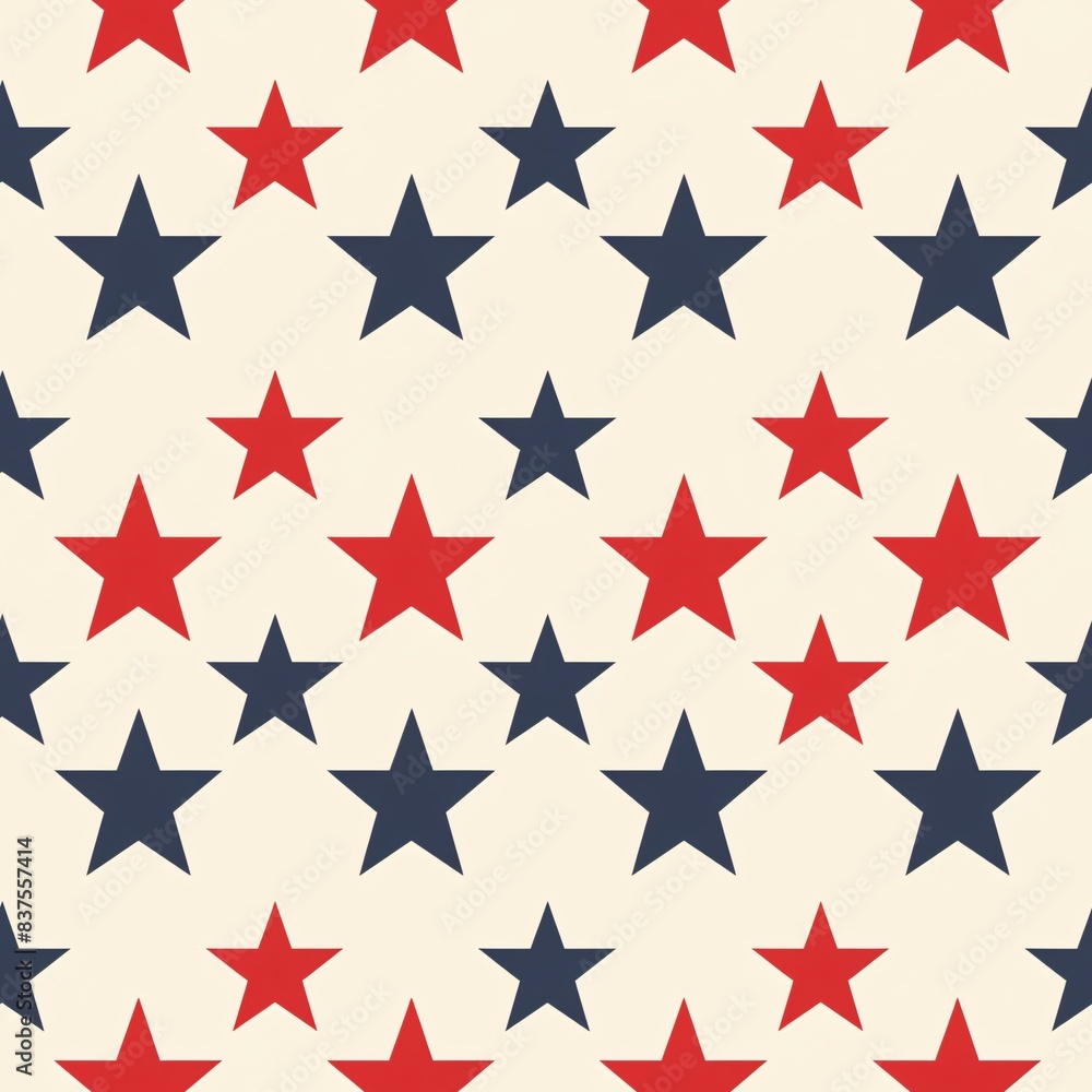 A seamless pattern in a cute and celebratory illustrator style, showcasing a repeated design of stars and stripes in red, white, and blue. Perfect for an American Independence Day background. A seamless pattern in a cute and celebratory illustrator style, showcasing a repeated design of stars and stripes in red, white, and blue. Perfect for an American Independence Day background.