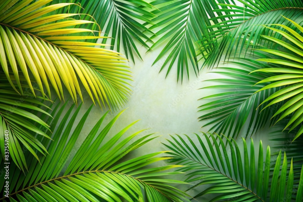 Palm leaves background with vibrant green foliage, tropical, nature, botanical, jungle, palm tree, exotic, natural, backdrop, lush, foliage, greenery, background, texture, colorful, pattern
