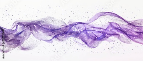 purple wavy glittering stream of water on white background
