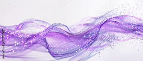 purple wavy glittering stream of water on white background