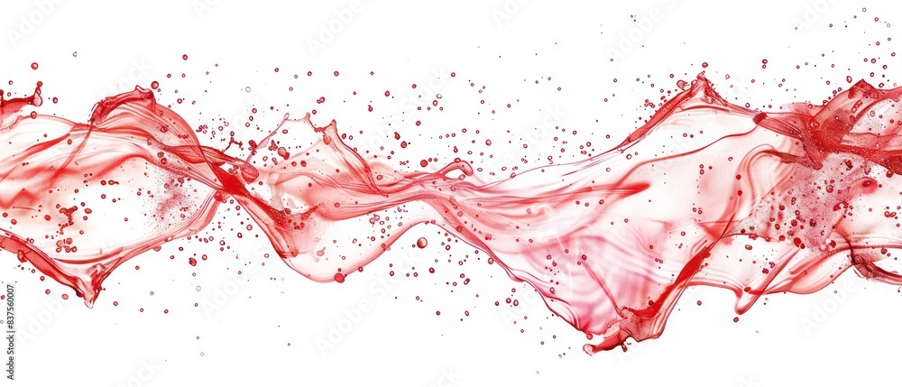 red wavy glittering stream of water on white background red wavy glittering stream of water on white background