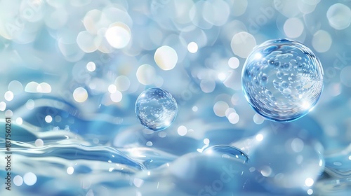 Digital technology blue and silver bubble abstract poster background