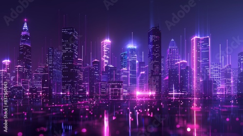 Wallpaper Mural Futuristic blue Urban Landscape with Advanced Smart City Technology, abstract graphic, banner design, brochure, pattern design, web, background template Torontodigital.ca