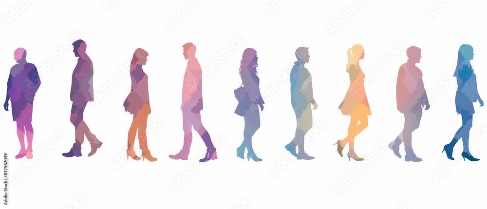 gradient color silhouette of individual people on a white background gradient color silhouette of individual people on a white background