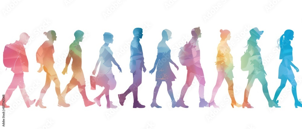 gradient color silhouette of individual people on a white background gradient color silhouette of individual people on a white background