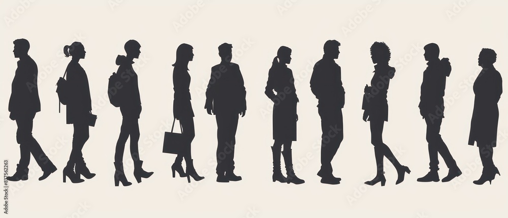 silhouette of individual people on a white background silhouette of individual people on a white background