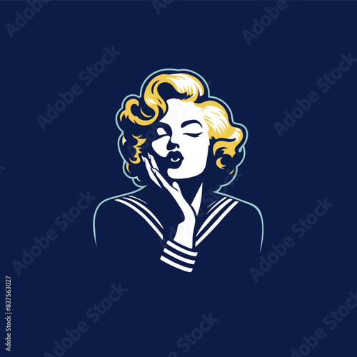 illustration simple of navy pinup girl marine
