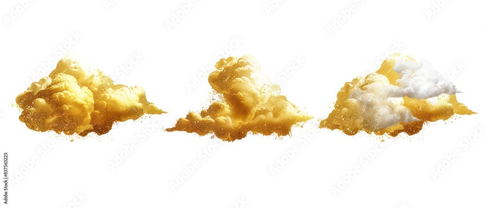 golden cloud illustrations on a white background golden cloud illustrations on a white background