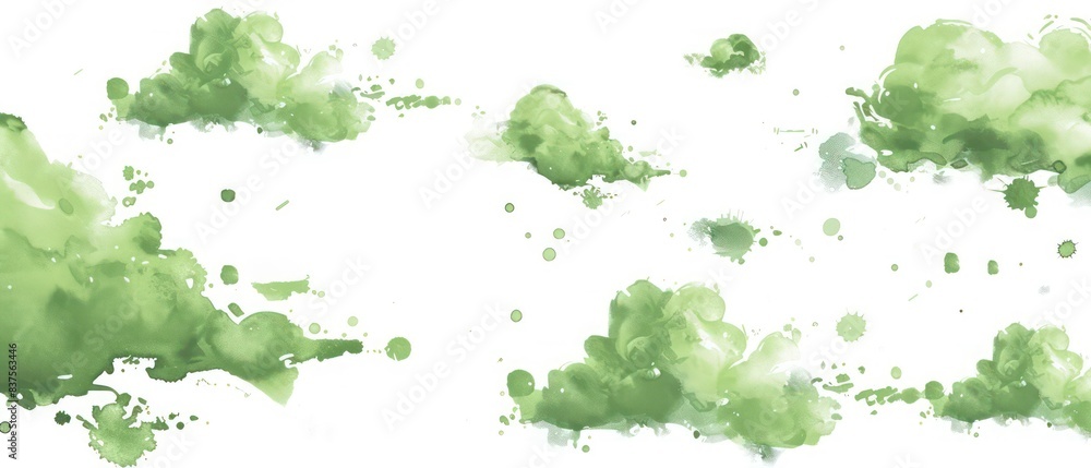 green cloud illustrations on a white background