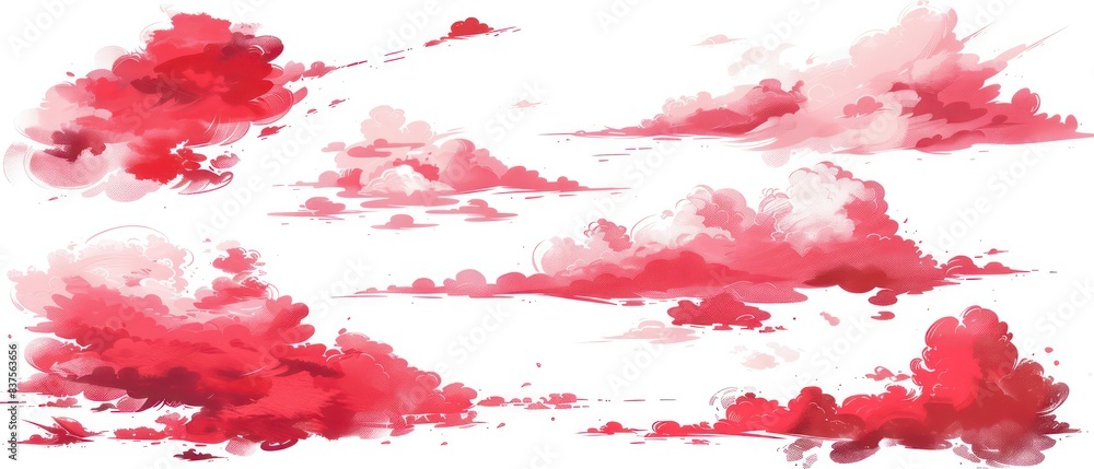 red cloud illustrations on a white background red cloud illustrations on a white background