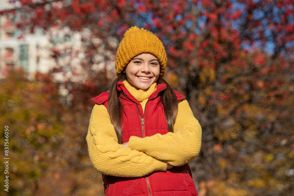 smiling teen kid at school time outdoor in autumn season smiling teen kid at school time outdoor in autumn season