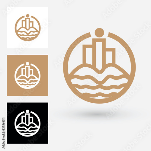 Minimalist and elegant antique gold style hotel logo