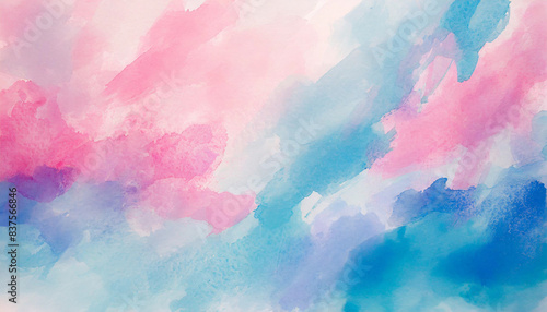 oft pastel hues of pink and blue blend seamlessly in this abstract watercolor painting, creating a dreamy, soothing background perfect for wallpapers, adding a touch of elegance and tranquility to any