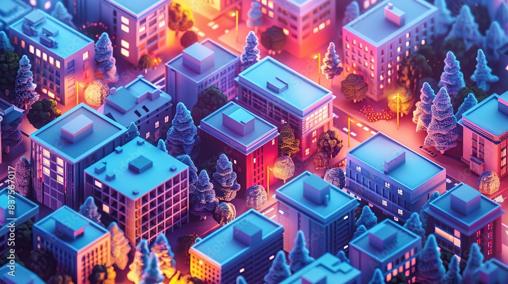Detailed Isometric Miniature Urban Settlement for Architectural Visuals Detailed Isometric Miniature Urban Settlement for Architectural Visuals