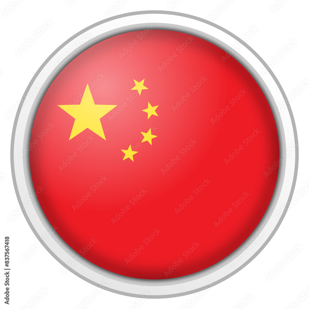 China circle glossy 3d flag. country flag button. China circle glossy 3d flag. country flag button.