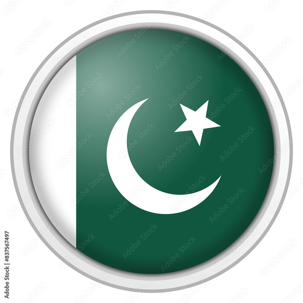 Pakistan circle glossy 3d flag. country flag button. Pakistan circle glossy 3d flag. country flag button.