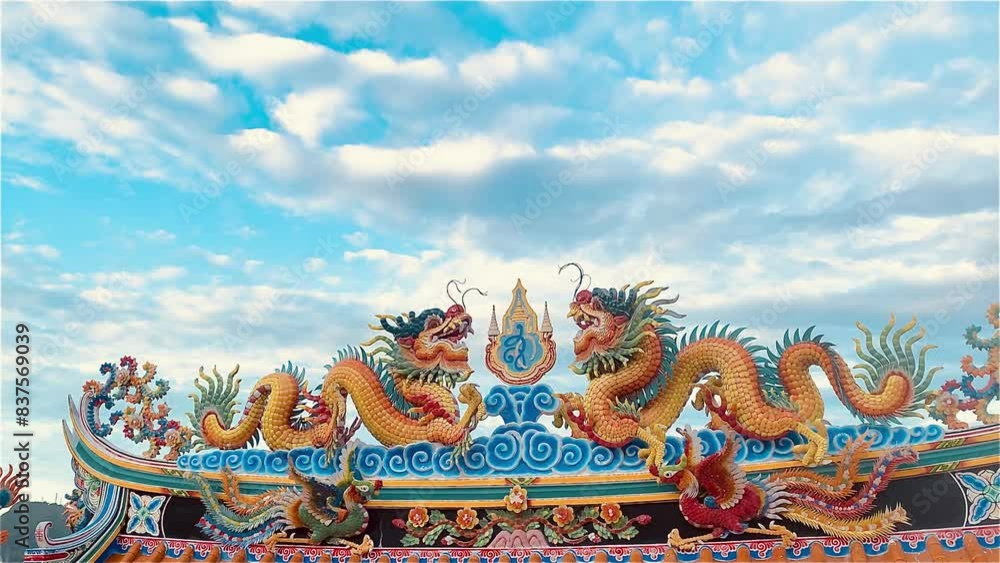 Dragon statue, dragon symbol, dragon Chinese, is a beautiful Thai and Chinese architecture of shrine, temple. A symbol of good luck and prosperity during the Chinese New Year celebrations. Dragon statue, dragon symbol, dragon Chinese, is a beautiful Thai and Chinese architecture of shrine, temple. A symbol of good luck and prosperity during the Chinese New Year celebrations.