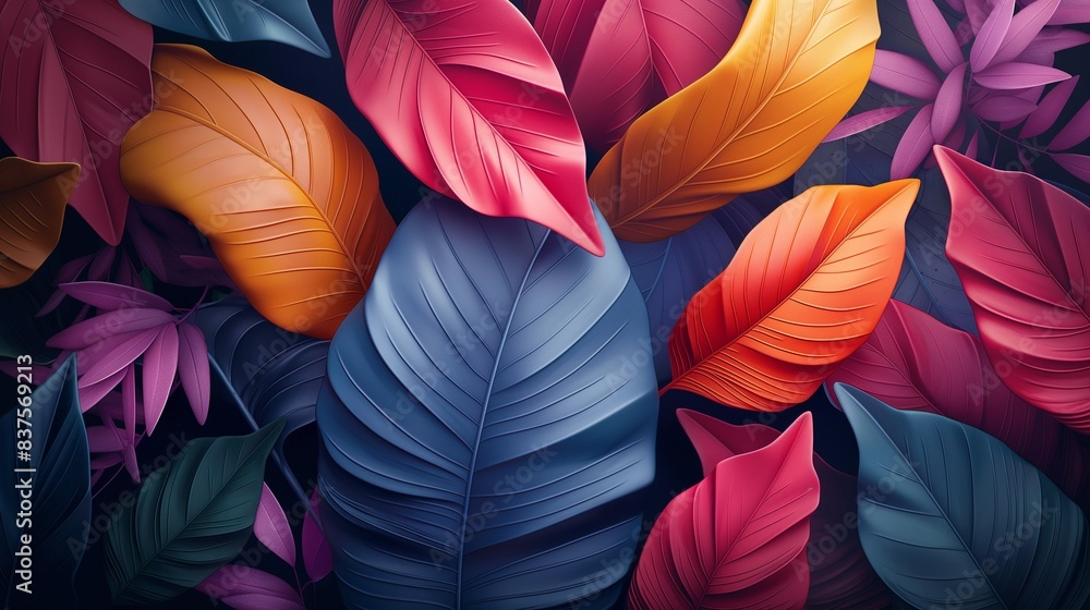 Vibrant Multicolored Leaves with Dark Background Vibrant Multicolored Leaves with Dark Background