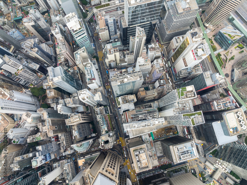Top view of Hong Kong in central district