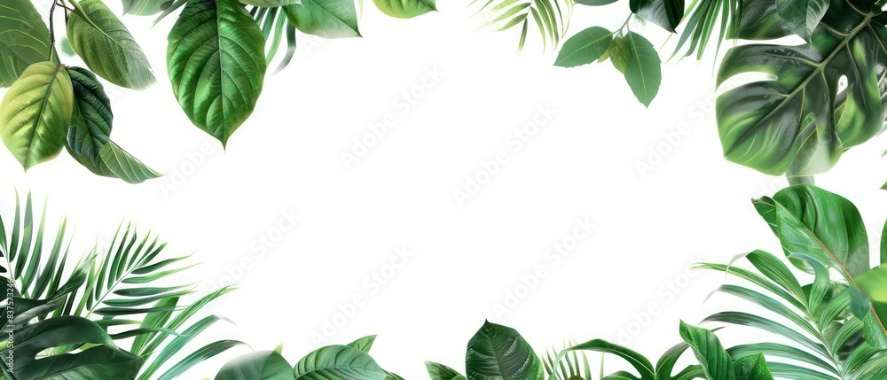 Fototapeta premium tropical foliage leaves vines on white background