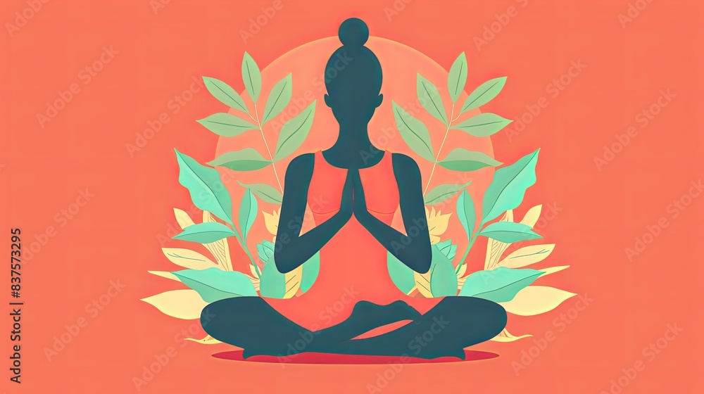 Yoga pose flat design top view meditation theme cartoon drawing Analogous Color Scheme Yoga pose flat design top view meditation theme cartoon drawing Analogous Color Scheme