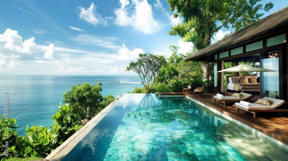 Fototapeta premium Luxurious Hotels: Escape to luxurious hotels that offer unparalleled comfort and service, nestled in some of the world's most desirable locations.