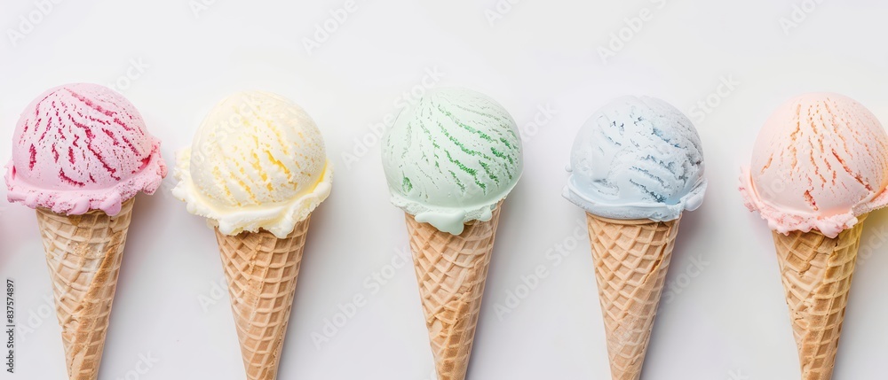 ice cream, pastel tone, white background ice cream, pastel tone, white background