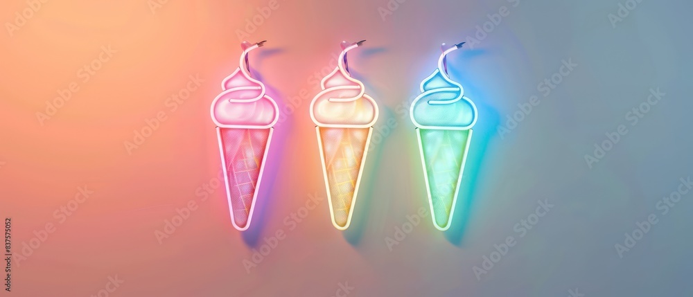 ice cream neon sign simple design pastel colors ice cream neon sign simple design pastel colors
