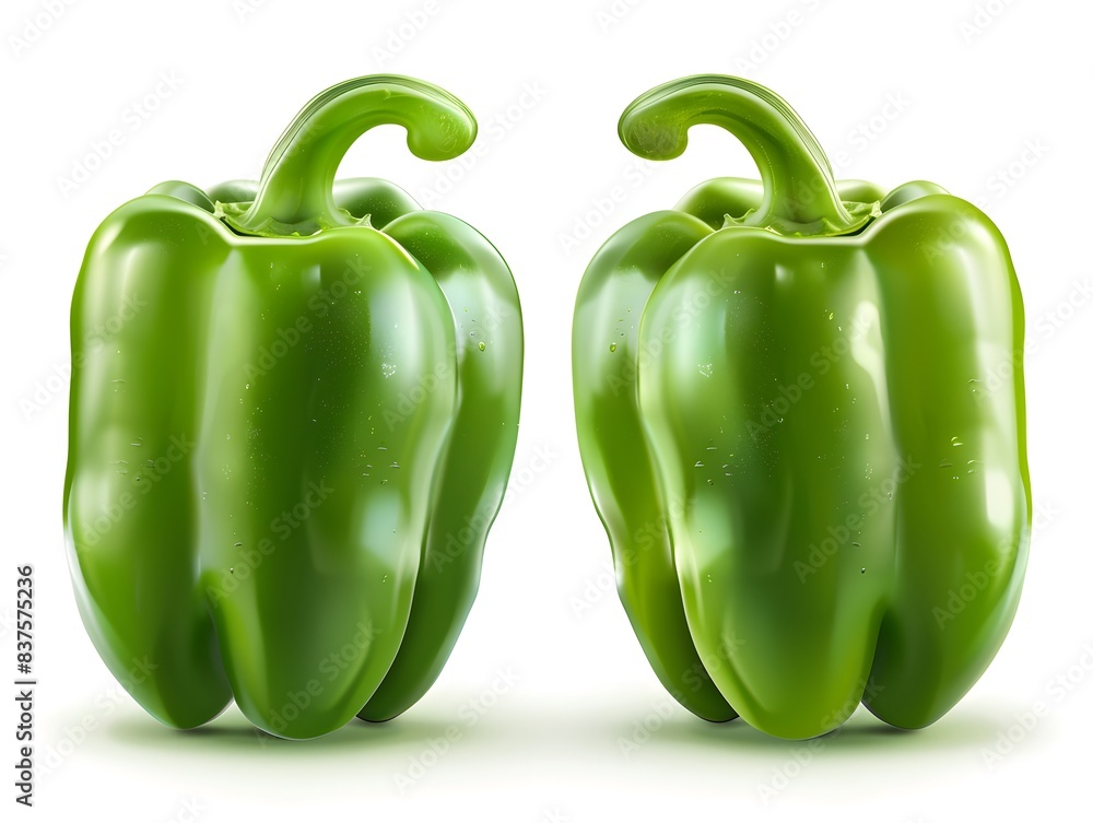 Fresh Green Long Peppers for Vector Graphics on White Background | Close-Up Realistic Advertising Photography Fresh Green Long Peppers for Vector Graphics on White Background | Close-Up Realistic Advertising Photography