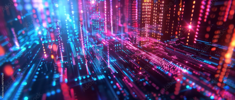 futuristic tech data security scene with neon lights and holographic displays, featuring an advanced gaming setup futuristic tech data security scene with neon lights and holographic displays, featuring an advanced gaming setup