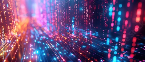 Wallpaper Mural futuristic tech data security scene with neon lights and holographic displays, featuring an advanced gaming setup Torontodigital.ca