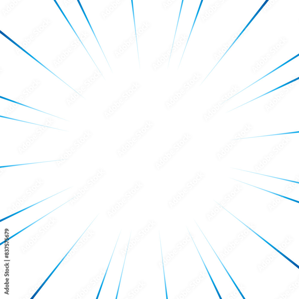 Obraz premium 青色のグラデーションの集中線