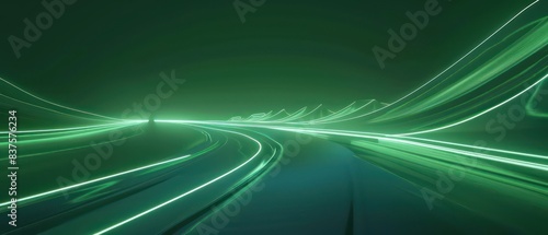 light green moving smoothed lines with abstract futuristic glowing effect