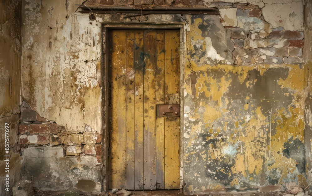 Naklejka premium old door in old abandoned house
