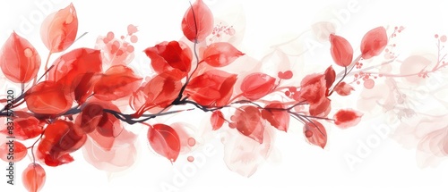 red leaves  special effects  pure white background