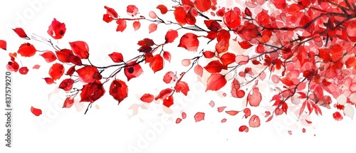 red leaves, special effects, pure white background