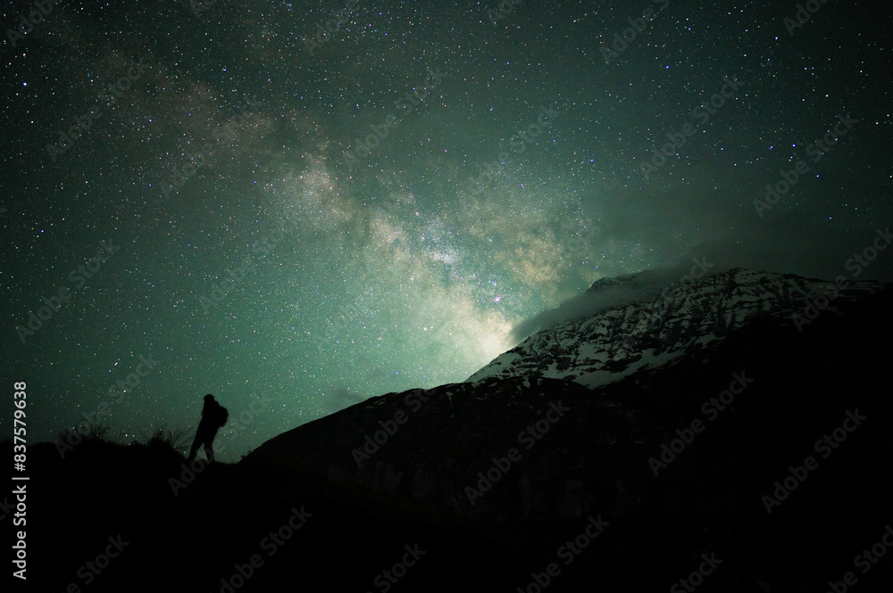Stargazing Human in Universe, a boy under milky way, Himalayas, Stars, mountain, snow, Lahaul, Himachal Pradesh, India, Stargazing Human in Universe, a boy under milky way, Himalayas, Stars, mountain, snow, Lahaul, Himachal Pradesh, India,