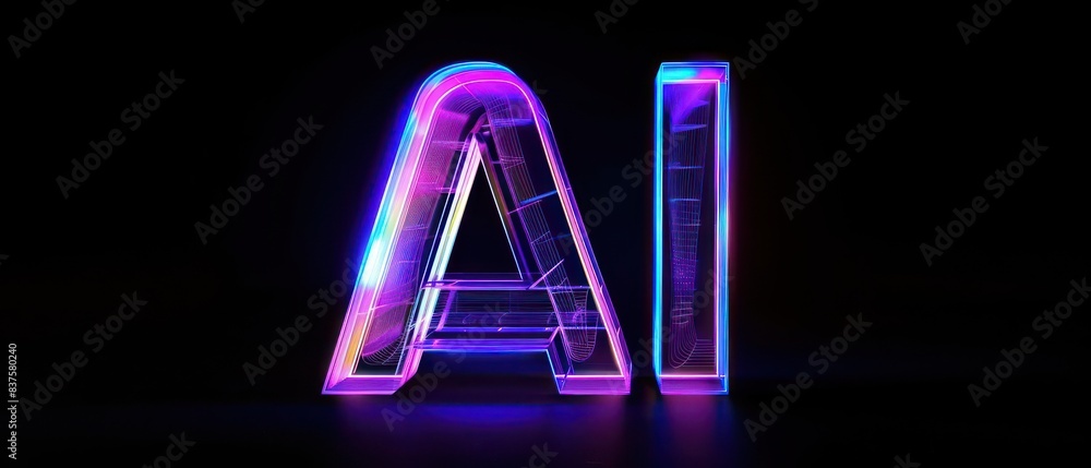 AI illustration glowing edges glass black background AI illustration glowing edges glass black background