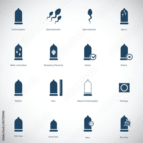 Condom icon set. Safe sex icon vector illustration.	
